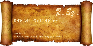Rádi Szilárd névjegykártya
